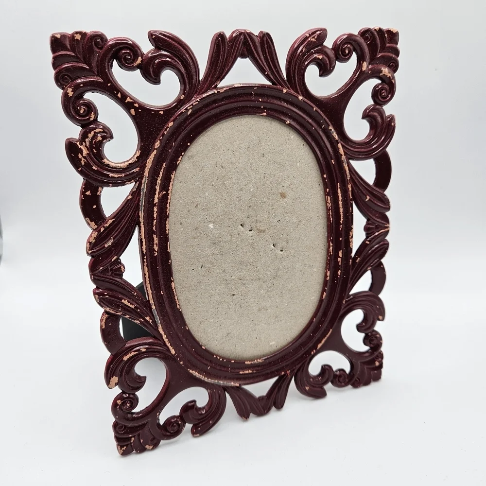 VINTAGE Action Italy Ornate Victorian Red Distressed Picture Frame Only NO GLASS